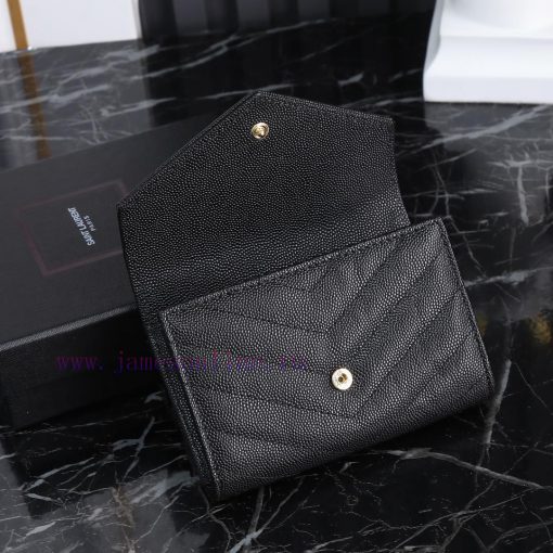 Yves Saint Laurent Bags SLoro Piana two fold short clip wallet card bag, original development, imported calf leather 211j34qb - Image 6