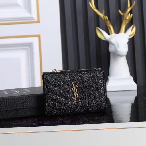 Yves Saint Laurent Bags MONOGRAM two-piece zipper walletAdopting grain textured cowhide leather with central metal c 1dgh5uex