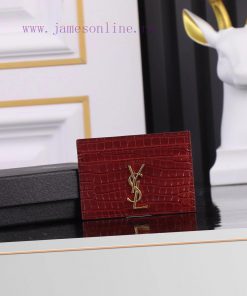 Yves Saint Laurent Bags SLoro Piana crocodile pattern card clip credit clip metal interlocking YSL standard, jacquar 6jq8ga54