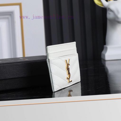 Yves Saint Laurent Bags SLoro Piana card clip credit clip metal interlocking YSL standard, jacquard embossed stitchi suqo95cr - Image 4