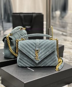 Yves Saint Laurent Bags 𝑴𝒐𝒏𝒐𝒈𝒓𝒂𝒎 𝒄𝒐𝒍𝒍𝒆𝒈𝒆 Green frosted leather_Wannian postman bag, hot and explosive 24cm, street 1fil8mik