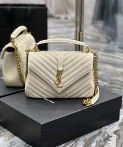 Yves Saint Laurent Bags 𝑴𝒐𝒏𝒐𝒈𝒓𝒂𝒎 𝒄𝒐𝒍𝒍𝒆𝒈𝒆 Grey white frosted leather_Wannian postman bag, hot and explosive 24cm, st ro6z2tfm