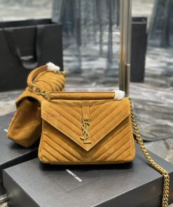 Yves Saint Laurent Bags 𝑴𝒐𝒏𝒐𝒈𝒓𝒂𝒎 𝒄𝒐𝒍𝒍𝒆𝒈𝒆 Earth yellow frosted leather_Wannian postman bag, hot and explosive 24cm, kfhtfubr