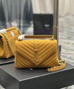 Yves Saint Laurent Bags Monogram college Turquoise corduroy with cowhide gold buckleWannian postman bag, hot and ex wgqdik9f