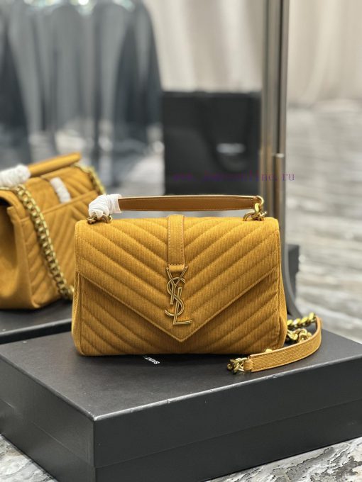 Yves Saint Laurent Bags Monogram college Turquoise corduroy with cowhide gold buckleWannian postman bag, hot and ex wgqdik9f