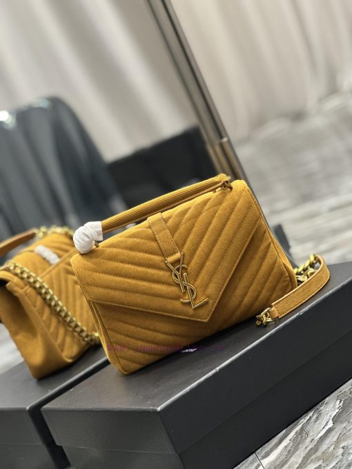 Yves Saint Laurent Bags Monogram college Turquoise corduroy with cowhide gold buckleWannian postman bag, hot and ex wgqdik9f - Image 3