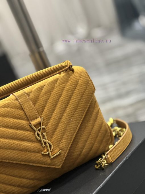 Yves Saint Laurent Bags Monogram college Turquoise corduroy with cowhide gold buckleWannian postman bag, hot and ex wgqdik9f - Image 4