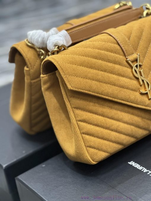 Yves Saint Laurent Bags Monogram college Turquoise corduroy with cowhide gold buckleWannian postman bag, hot and ex wgqdik9f - Image 5