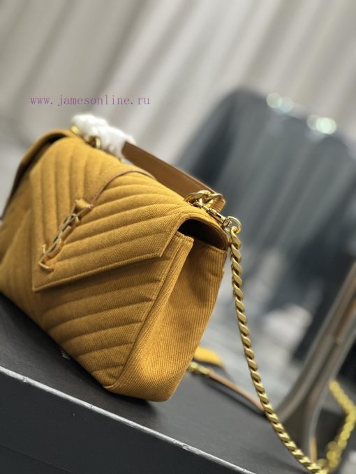 Yves Saint Laurent Bags Monogram college Turquoise corduroy with cowhide gold buckleWannian postman bag, hot and ex wgqdik9f - Image 6