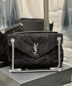 Yves Saint Laurent Bags Black silver buckle frosted style𝙇𝙤𝙪𝙡𝙤𝙪𝙋𝙪𝙛𝙛𝙚𝙧 Quilted lamb leather bag, made of 100% lambski 92kksq6q