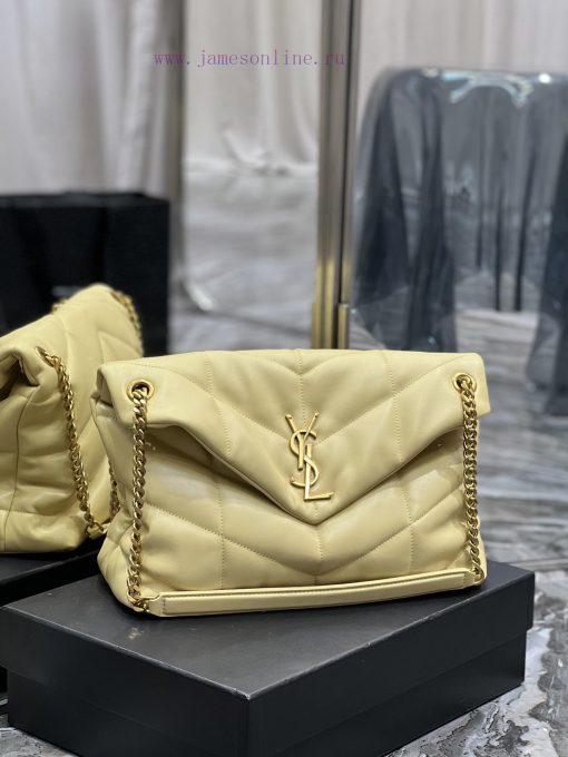 Yves Saint Laurent Bags Light yellow gold buckle𝙇𝙤𝙪𝙡𝙤𝙪𝙋𝙪𝙛𝙛𝙚𝙧 Quilted lamb leather bag, made of 100% lambskin, with a f90ithkw - Image 3
