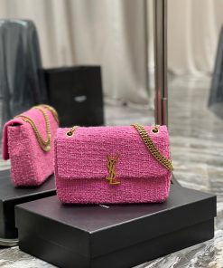 Yves Saint Laurent Bags JAMIE woolen style_Made by splicing imported coarse woolen flowers and decorated with "CARRE mj4q42dm