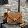 Yves Saint Laurent Bags 𝑴𝒐𝒏𝒐𝒈𝒓𝒂𝒎 𝒄𝒐𝒍𝒍𝒆𝒈𝒆 Caramel rivet threading process frosted style_Wannian postman bag, hot and 085k7074