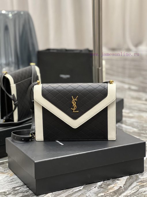 Yves Saint Laurent Bags 𝙂𝘼𝘽𝙔 Quilted pattern envelope bag, made of Italian lambskin, full leather inside and outside lmm8ke42 - Image 2