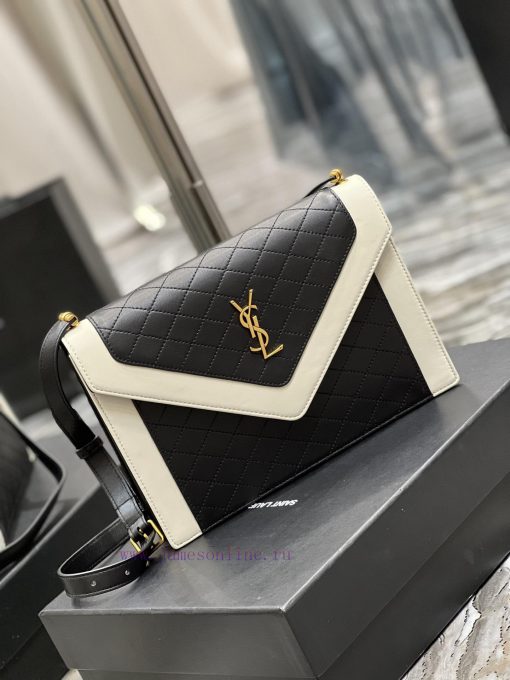 Yves Saint Laurent Bags 𝙂𝘼𝘽𝙔 Quilted pattern envelope bag, made of Italian lambskin, full leather inside and outside lmm8ke42 - Image 3