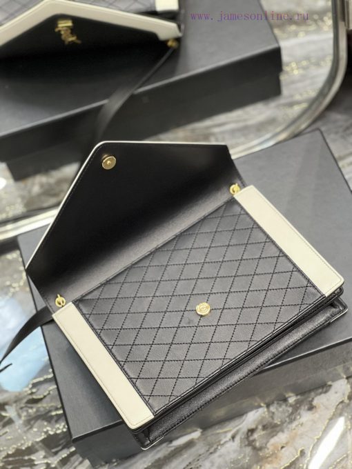 Yves Saint Laurent Bags 𝙂𝘼𝘽𝙔 Quilted pattern envelope bag, made of Italian lambskin, full leather inside and outside lmm8ke42 - Image 9