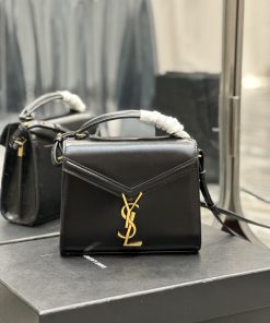 Yves Saint Laurent Bags Black gold buckle toothpick pattern_The other design of the CASSANDRA mini handbag series is 2gyr4pkt