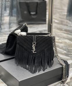 Yves Saint Laurent Bags Monogram College - Black frosted belt tasselWannian postman bag, hot and explosive 24cm, str urks0dvx