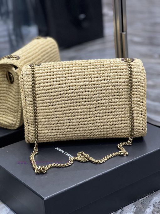 Yves Saint Laurent Bags Apricot Salad and Felt Grass Weaving with Coffee colored CowhideLafite woven chain bag Kate_ m6ryg1bx - Image 6