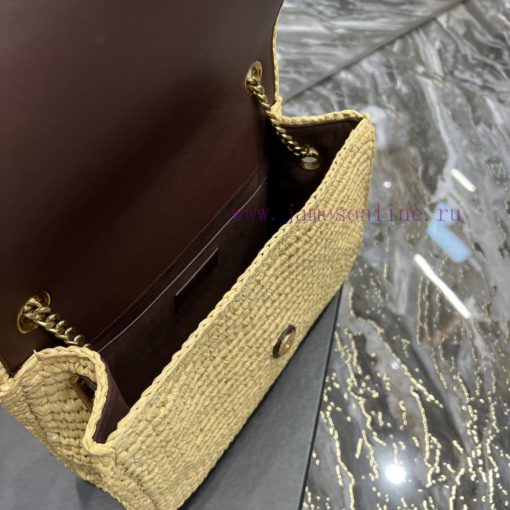 Yves Saint Laurent Bags Apricot Salad and Felt Grass Weaving with Coffee colored CowhideLafite woven chain bag Kate_ m6ryg1bx - Image 10