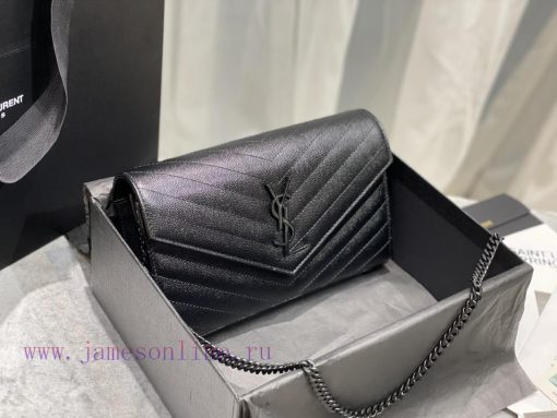 Yves Saint Laurent Bags 𝑴𝒐𝒏𝒐𝒈𝒓𝒂𝒎 𝑾𝒐𝒄 Authentic and Latest_Black buckleMONOGRAM caviar pattern envelope package A su x0s91vlo - Image 3
