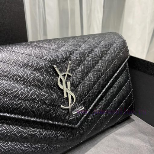 Yves Saint Laurent Bags 𝑴𝒐𝒏𝒐𝒈𝒓𝒂𝒎 𝑾𝒐𝒄 Authentic and Latest_Black silver buckleMONOGRAM caviar pattern envelope packa jng0xq5u - Image 4