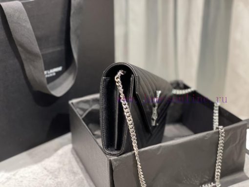 Yves Saint Laurent Bags 𝑴𝒐𝒏𝒐𝒈𝒓𝒂𝒎 𝑾𝒐𝒄 Authentic and Latest_Black silver buckleMONOGRAM caviar pattern envelope packa jng0xq5u - Image 5
