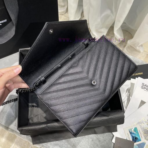Yves Saint Laurent Bags 𝑴𝒐𝒏𝒐𝒈𝒓𝒂𝒎 𝑾𝒐𝒄 Authentic and Latest_Black buckleMONOGRAM caviar pattern envelope package A su x0s91vlo - Image 9