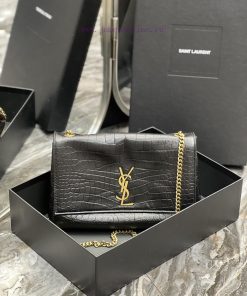 Yves Saint Laurent Bags Crocodile pattern paired with suede_𝐊𝐚𝐭𝐞 _ Dual use suede&plain weave leatherBuying one bag awrponud