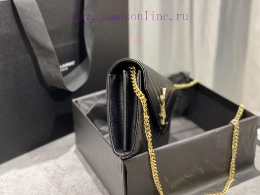 Yves Saint Laurent Bags 𝑴𝒐𝒏𝒐𝒈𝒓𝒂𝒎 𝑾𝒐𝒄 Authentic and Latest_Black gold buckleMONOGRAM caviar pattern envelope package y1ixx5dl - Image 5