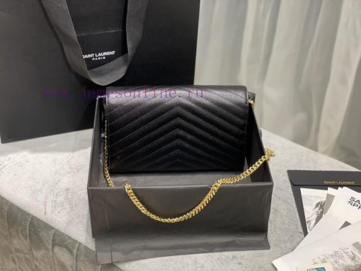 Yves Saint Laurent Bags 𝑴𝒐𝒏𝒐𝒈𝒓𝒂𝒎 𝑾𝒐𝒄 Authentic and Latest_Black gold buckleMONOGRAM caviar pattern envelope package y1ixx5dl - Image 6