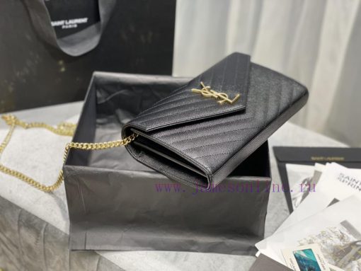 Yves Saint Laurent Bags 𝑴𝒐𝒏𝒐𝒈𝒓𝒂𝒎 𝑾𝒐𝒄 Authentic and Latest_Black gold buckleMONOGRAM caviar pattern envelope package y1ixx5dl - Image 7