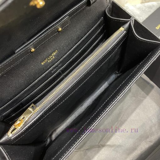 Yves Saint Laurent Bags 𝑴𝒐𝒏𝒐𝒈𝒓𝒂𝒎 𝑾𝒐𝒄 Authentic and Latest_Black gold buckleMONOGRAM caviar pattern envelope package y1ixx5dl - Image 10