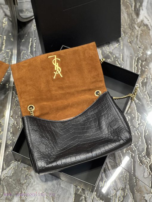 Yves Saint Laurent Bags Crocodile pattern paired with suede_𝐊𝐚𝐭𝐞 _ Dual use suede&plain weave leatherBuying one bag awrponud - Image 9
