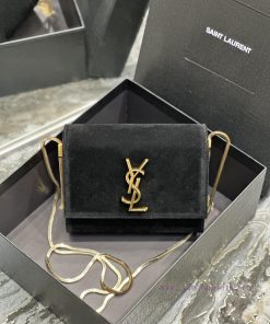 Yves Saint Laurent Bags Black gold velvet with cowhide box_Latest KATE BOX BAG ArrivesThe Y Kate handbag series has kn1k9r73
