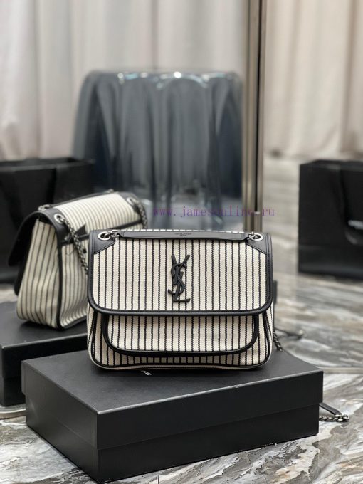 Yves Saint Laurent Bags Spring and summer cotton and linen stripes paired with leather for a la look 🧏 ‍️Popular Nik 5liex2yr