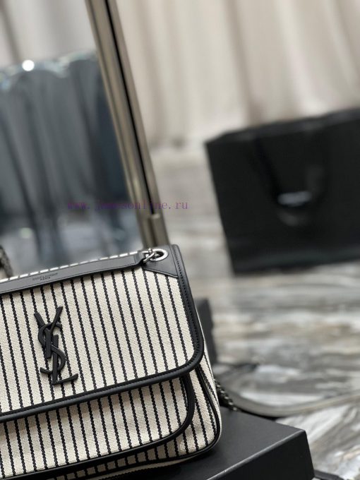Yves Saint Laurent Bags Spring and summer cotton and linen stripes paired with leather for a la look 🧏 ‍️Popular Nik 5liex2yr - Image 4