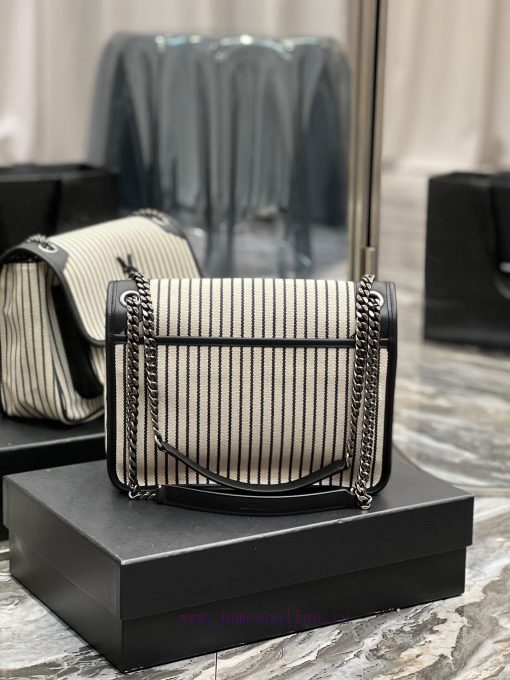 Yves Saint Laurent Bags Spring and summer cotton and linen stripes paired with leather for a la look 🧏 ‍️Popular Nik 5liex2yr - Image 6