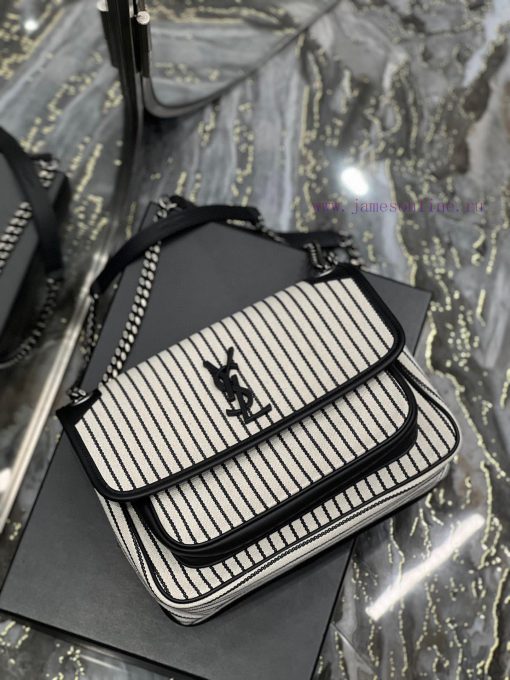Yves Saint Laurent Bags Spring and summer cotton and linen stripes paired with leather for a la look 🧏 ‍️Popular Nik 5liex2yr - Image 7