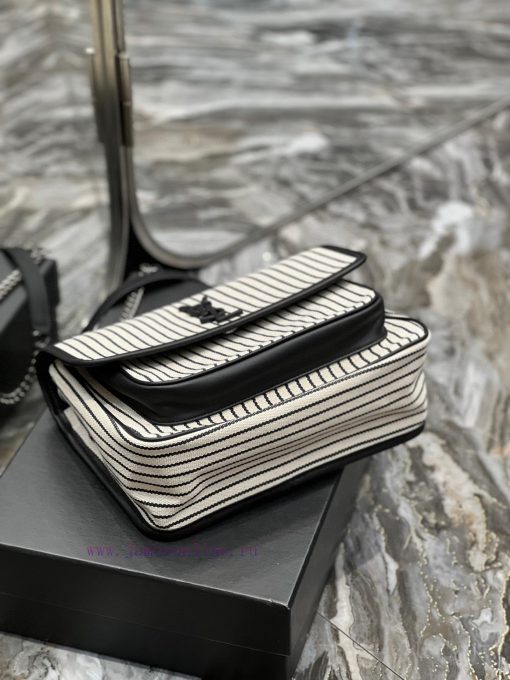 Yves Saint Laurent Bags Spring and summer cotton and linen stripes paired with leather for a la look 🧏 ‍️Popular Nik 5liex2yr - Image 8