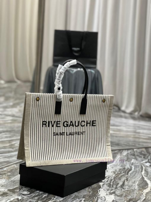 Yves Saint Laurent Bags Summer limited edition striped cotton and linen style_Rive Gauche Tote Bag, Left Bank Shoppi b9ravzd4 - Image 3
