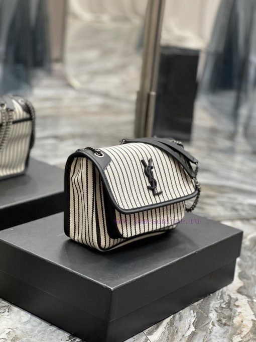 Yves Saint Laurent Bags Spring and summer cotton and linen stripes paired with leather for a la look 🧏 ‍️Popular Nik 2ai2rmmw - Image 5