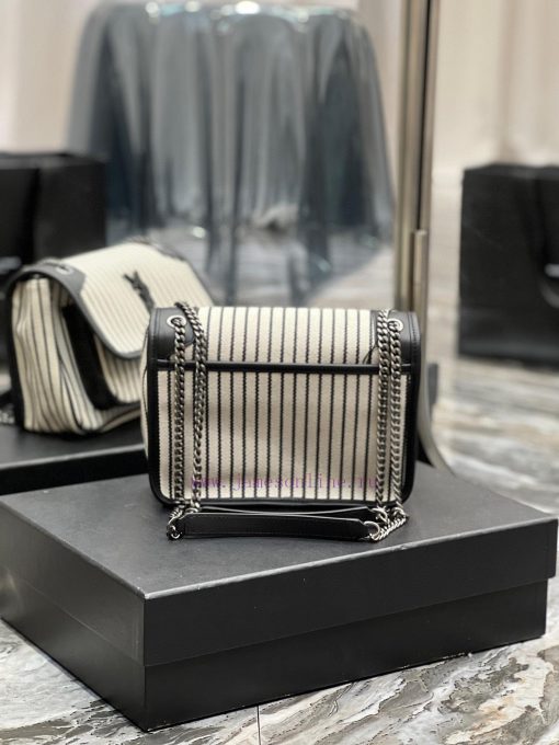 Yves Saint Laurent Bags Spring and summer cotton and linen stripes paired with leather for a la look 🧏 ‍️Popular Nik 2ai2rmmw - Image 6