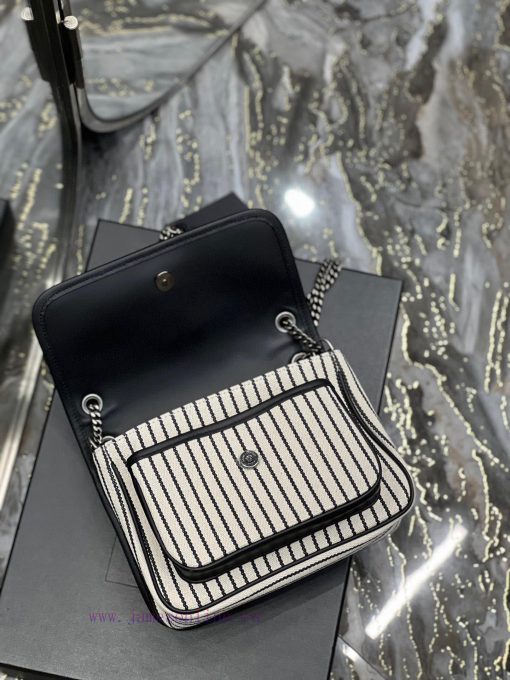 Yves Saint Laurent Bags Spring and summer cotton and linen stripes paired with leather for a la look 🧏 ‍️Popular Nik 2ai2rmmw - Image 9