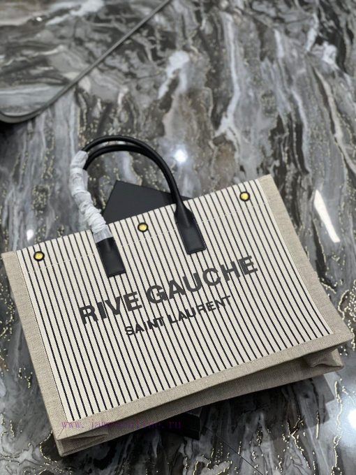 Yves Saint Laurent Bags Summer limited edition striped cotton and linen style_Rive Gauche Tote Bag, Left Bank Shoppi b9ravzd4 - Image 9