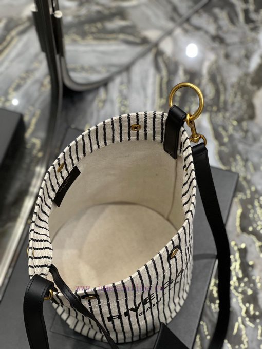 Yves Saint Laurent Bags Black and white striped style_The latest RIVE GAUCHE French linen bucket bag, with its simpl d76pny7l - Image 6