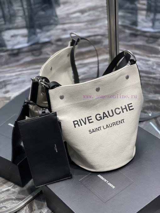 Yves Saint Laurent Bags 𝗥𝗜𝗩𝗘 𝗚𝗔𝗨𝗖𝗛𝗘The latest RIVE GAUCHE French linen bucket bag, with its simple and atmospheric d 48ghhm08 - Image 3