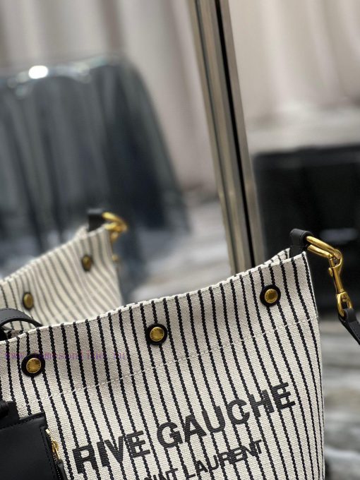 Yves Saint Laurent Bags Black and white striped style_The latest RIVE GAUCHE French linen bucket bag, with its simpl as1vjvv0 - Image 4