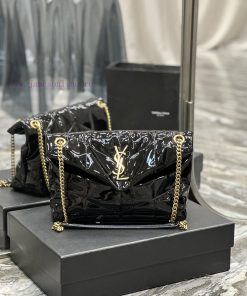 Yves Saint Laurent Bags New black gold buckle patent leatherLoulou Puffer_Quilted Chain Bag, the classic Y logo chai ehokvgwj