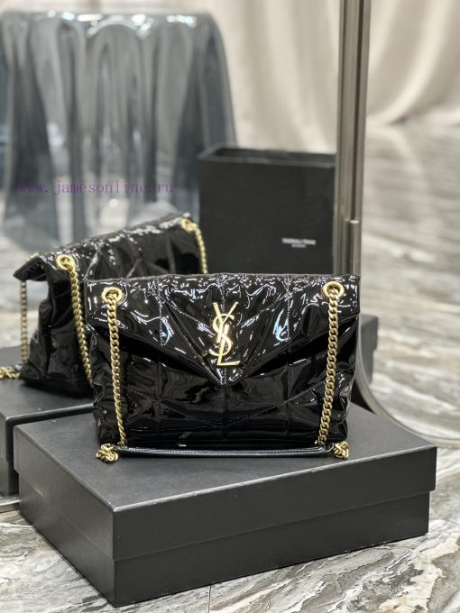 Yves Saint Laurent Bags New black gold buckle patent leatherLoulou Puffer_Quilted Chain Bag, the classic Y logo chai ehokvgwj
